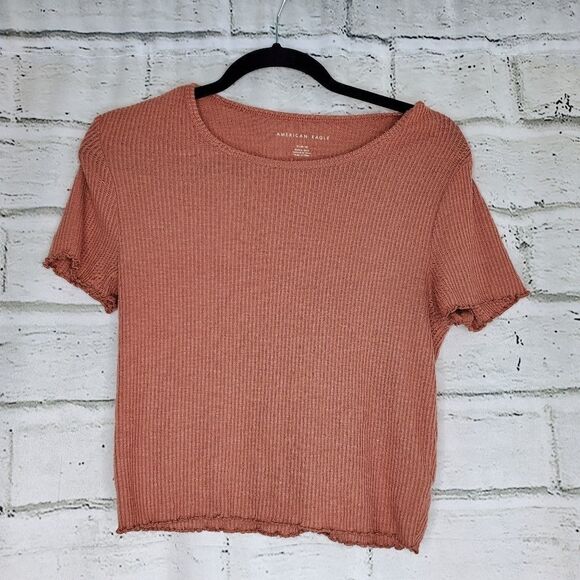 American Eagle short sleeve cropped stretchy shirt - Picture 1 of 6